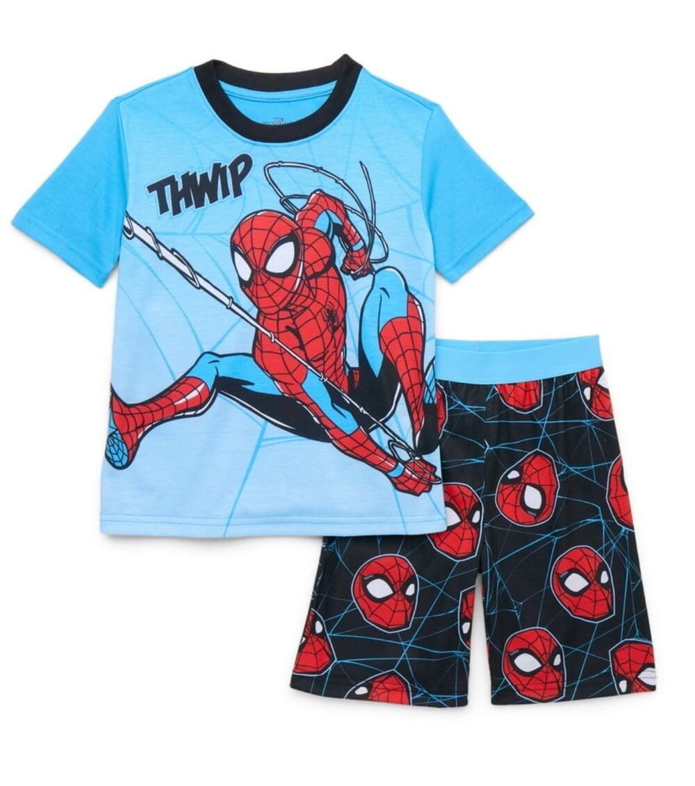 Spider-Man Boys Graphic Print Tee Shorts Sleep pajama Set 2-Piece Small 6-7 blue